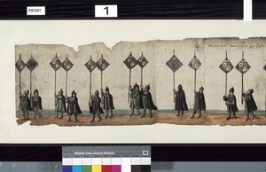 (detail) van The Huntly Funeral Procession, gebruikt voor de uitvaart van George 1st, Markies van Huntly