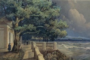Terras in het Monplaisir-paleis, Peterhof, 1847 door Alexander Matveyevich Dorogov