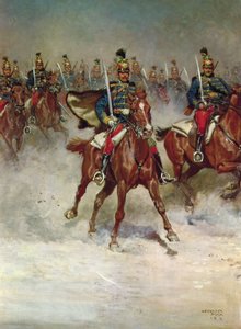 Huzaren in Galop door Alexander Pock