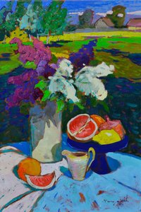 Tuinbloemen en citrusvruchten door Alexander Shandor