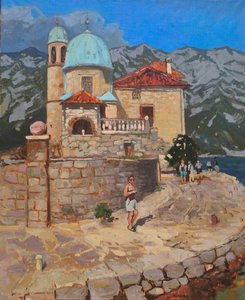 De kerk op het eiland Montenegro door Alexander Shandor