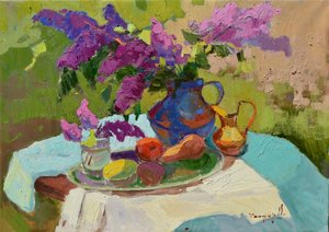 Zonnig seringenstilleven door Alexander Shandor