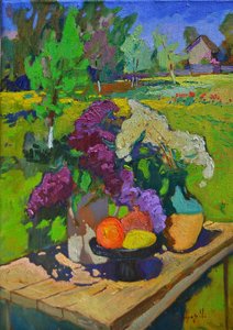 Zonnig seringen-tuinstilleven door Alexander Shandor