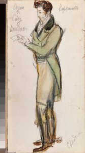 Kostuumontwerp voor jongeman voor de opera "Eugene Onegin" van P. Tsjaikovski door Alexander Sredin
