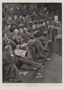 Mr Chamberlain doet zijn Verklaring over Zuid-Afrika in het Lagerhuis
