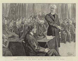 Presentatie aan Sir Henry Irving bij het ontvangen van zijn Titel