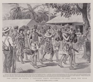 De crisis in Samoa, een foerageerpartij keert terug naar Apia vanuit de bush