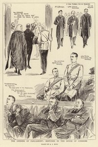 De opening van het parlement, schetsen in het Lagerhuis door Alexander Stuart Boyd