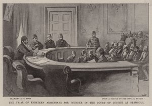 Het proces van achttien Armeniërs voor moord in het gerechtshof van Stamboul door Alexander Stuart Boyd