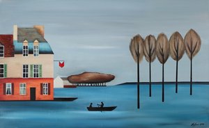 Dorpsroeiboot aan het water