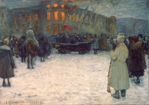 Een brand in het Litouwse kasteel, Februari Revolutie 1917, Sint-Petersburg
