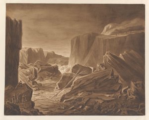 Berglandschap met overvallers die reizigers bespieden door Alexander Ver Huell