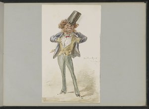 Karikaturale figuur met een bolhoed