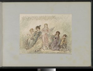 Landschap met vier meisjes en een jongen door Alexander Ver Huell