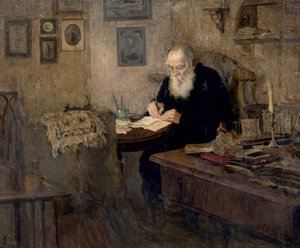 Portret van Leo Tolstoy door Alexander Viktorovich Moravov
