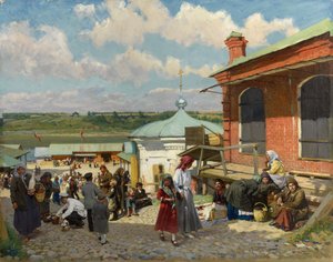 Uitzicht op Plyos, 1918 door Alexander Vladimirovich Makovsky