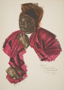 Bezou, groepsleider (Fort Archambault), uit Tekeningen en Schilderijen van Afrika, uitgevoerd tijdens de Citroen Centraal Afrika expeditie, tweede missie Haardt Audouin-Dubreuil, uitgegeven Parijs, 1927