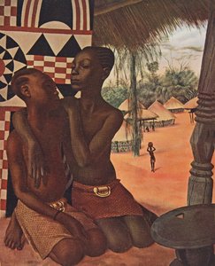 Titi en Naranghe, dochters van chef Eki Bondo (Haut Ouelle) (De een van een Mangbetou moeder, de ander van een Matchaga moeder), uit Tekeningen en Schilderijen van Afrika, uitgevoerd tijdens de Citroen Centraal Afrika expeditie, tweede missie Haardt Audoui door Alexander Yakovlev