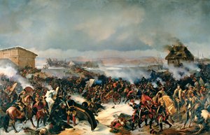 De slag bij Narva, 19 november 1700. Episode van de Grote Noordse Oorlog (1700-1721) tussen Zweden en de Baltische landen, Denemarken, Polen en Rusland.