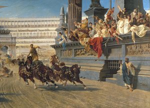 De Wagenrace, c.1882 (detail) door Alexander von Wagner