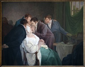 De operatie van de cataract door Baron Guillaume Dupuytren (1777-1835). Schilderij door Alexandre Jean Drahonet, pseudoniem van Alexandre Jean Dubois (1791-1834), olieverf op hout