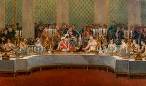 Het banket voor het huwelijk van Napoleon Bonaparte (1769-1821) en Marie-Louise de Habsburg-Lorraine (1791-1847) 1810 - Detail van: Feest van het huwelijk van Napoleon I en Marie-Louise gegeven in het theater van het Palais des Tuileries, 2 april door Alexandre Dufay