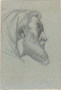 Baardige Man in Profiel (recto) / Vrouw die Omhoog Kijkt (verso) door Alexandre Bida