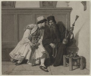 Jonge Griekse Man in Gesprek met een Priester door Alexandre Bida