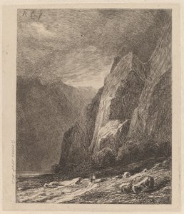 Kliffen in een storm door Alexandre Calame