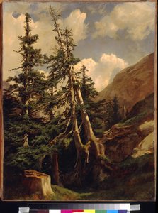 Sparren in de bergen door Alexandre Calame (1810-1864)