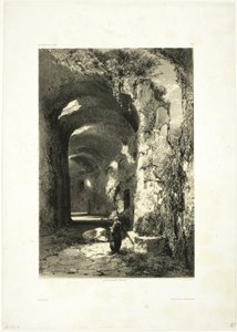 Ruin van een Amfitheater in Pouzzoles (Koninkrijk Napels), plaat 9 uit Oeuvres de A. Calame door Alexandre Calame