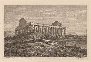 Ruïnes in Paestum door Alexandre Calame