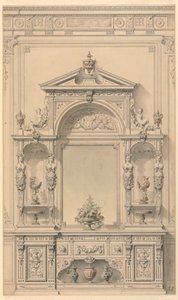 Ontwerp voor vestibulemeubel door Alexandre Eugène Prignot