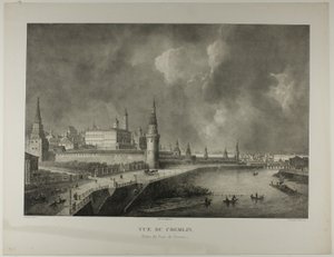 Uitzicht op het Kremlin vanaf de stenen brug door Alexandre Evariste Fragonard