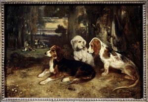 Jachthonden in rust door Alexandre Gabriel Decamps