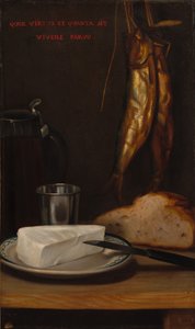 Stilleven met haring, brood en kaas, 1858