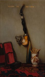Stilleven met pijp en lucifers en stilleven met haring, brood en kaas (paar), 1858