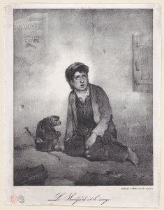 De jongen uit Savoye en zijn aap, 1823 door Alexandre Gabriel Decamps