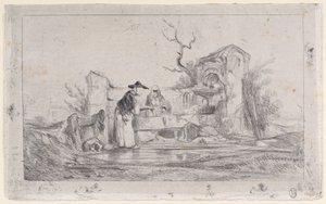 De Wasvrouwen, 1833-38 door Alexandre Gabriel Decamps