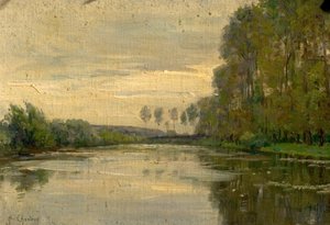 Rivierscène, de Beneden-Loire, Frankrijk door Alexandre Jacques Chantron