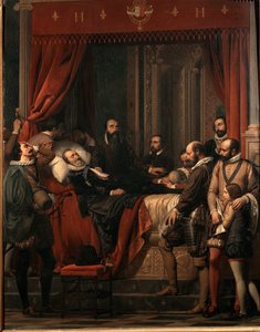 De dood van Hendrik IV koning van Frankrijk, zijn lichaam tentoongesteld in het Louvre door Alexandre Jean Baptiste Hesse