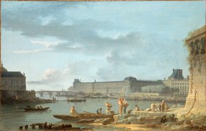 Het Louvre en de Pont Royal, gezien vanaf de Pont-Neuf, c.1780 door Alexandre Jean Noel