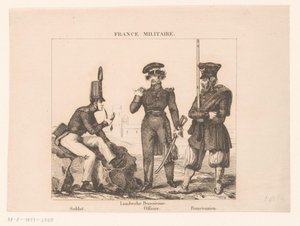 Drie Franse militairen door Alexandre Lacauchie
