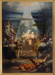 De ladder van Jacob, Jacob, die zijn land had verlaten, viel in slaap en droomde van een grote ladder. Schilderij door Alexandre Laemlein door Alexandre Laemlein
