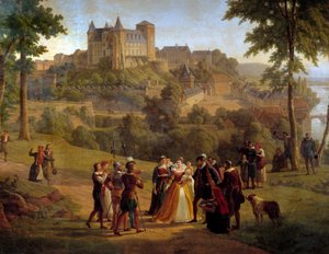 Uitzicht op het kasteel van Pau waar Hendrik IV werd geboren vanuit het grote park (detail)