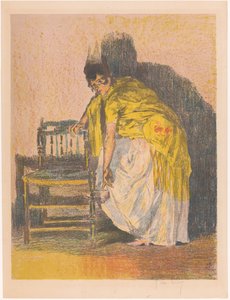 Spaanse vrouw trekt een schoen aan door Alexandre Lunois (signed by artist)