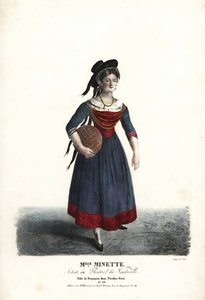 Actrice Mademoiselle Minette of Jeanne-Marie-Francoise Menestrier als Francoise in Nicolas Remi door Sewrin, Theatre du Vaudeville