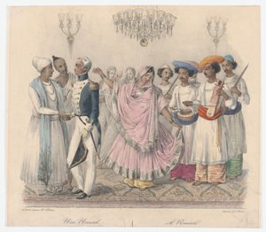 Een Nautch, uit Vierentwintig platen illustratief voor Hindoe en Europese manieren in Bengalen, 1832 door Alexandre Marie Colin