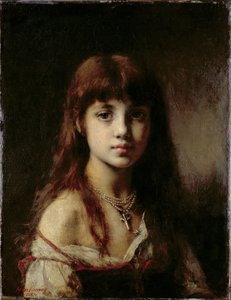 De dochter van de kunstenaar, 1884 door Alexei Alexevich Harlamoff