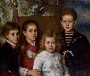 Portret van de kinderen van Paul Pavlovich Demidoff, 2e Prins van San Donato 1839-1885, Avrora, A door Alexei Alexeyevich Harlamov